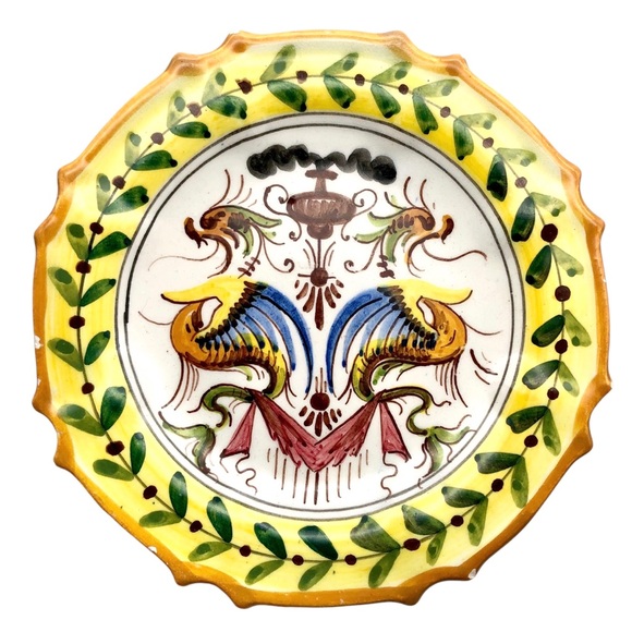 Antique Italian Majolica Wall Plates Renaissance Raffaellesco Dragons Italy 3pcs - Picture 3 of 14